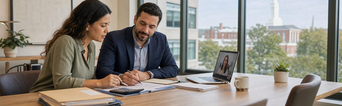 In-person accounting consultation in Massachusetts with remote support by video call.